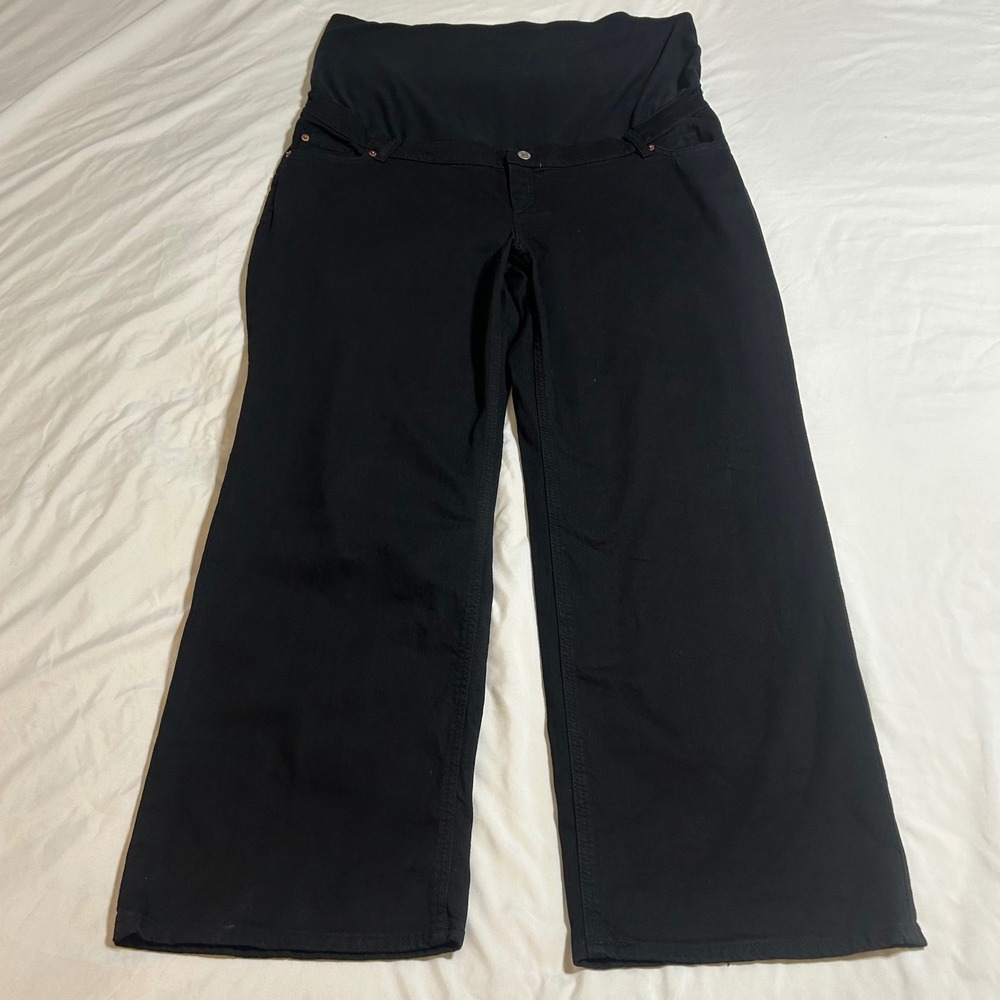 HM MAMA Womens XXL Black Wide Leg Over Bump Maternity Jeans 10092334